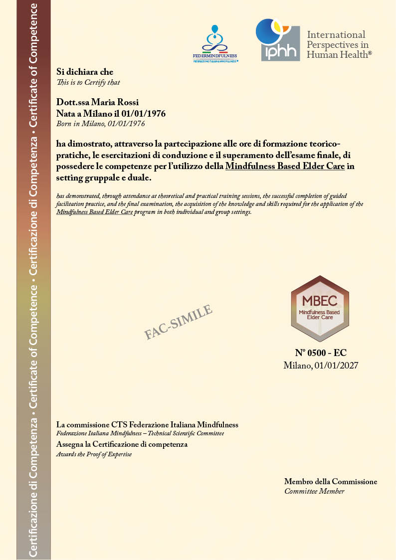 Certificato Mindfulness MBCP